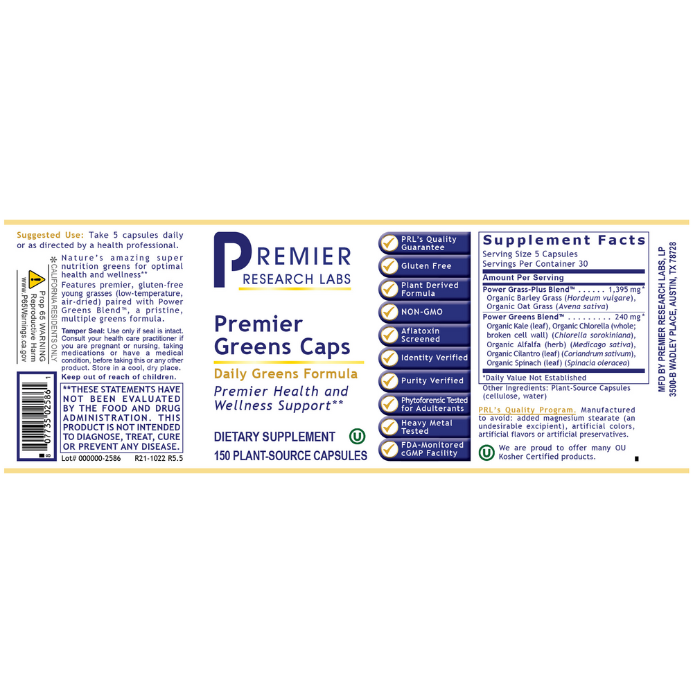 Premier Greens Caps, 150 Capsules , Brand_Premier Research Labs capsules Form_Capsules Requires Consultation Size_150 Capsules