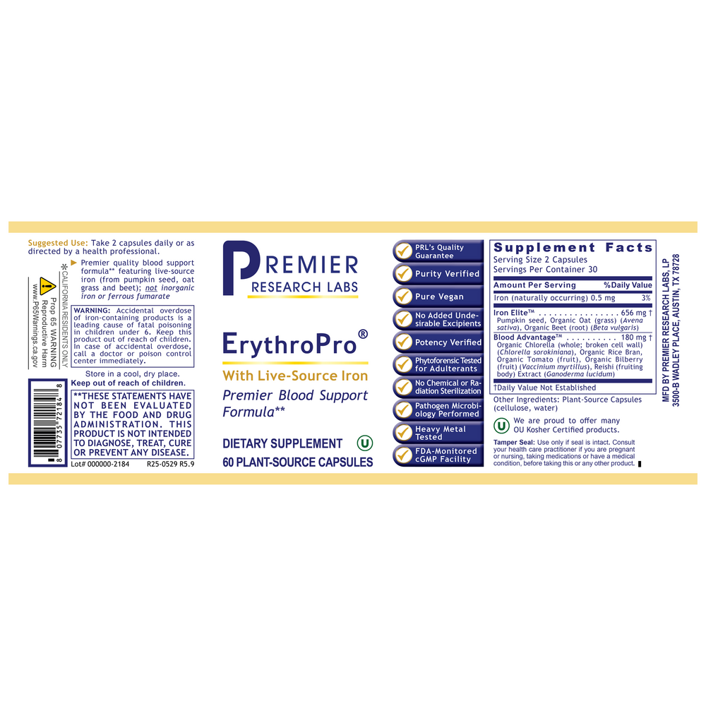 ErythroPro, 60 Capsules , Brand_Premier Research Labs capsules Form_Capsules Requires Consultation Size_60 Capsules