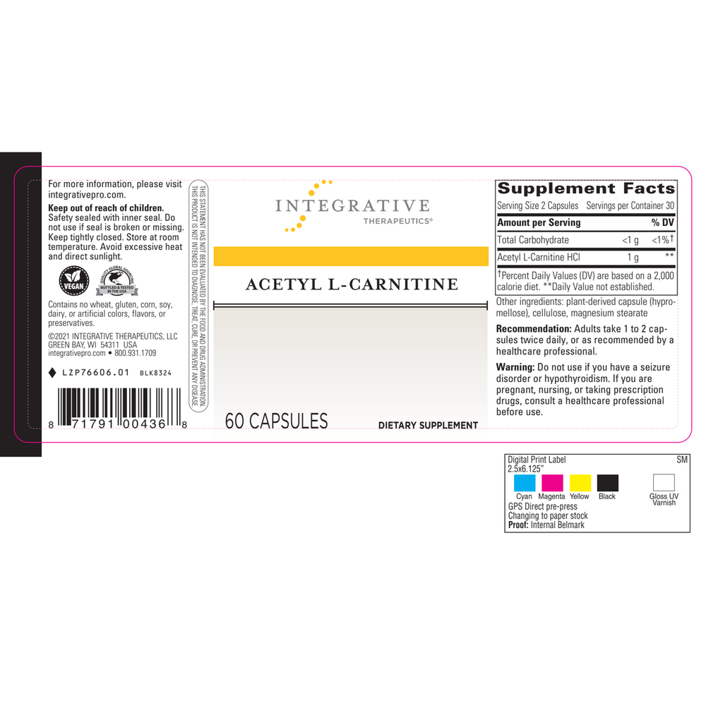 Acetyl L-Carnitine, 60 Capsules