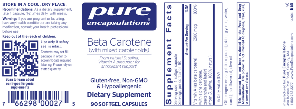 Beta Carotene, 90 Softgel Capsules