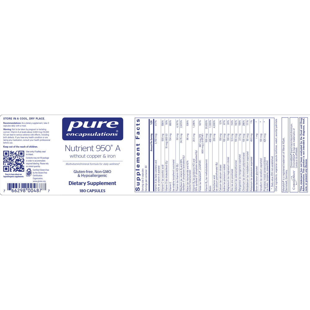 Nutrient 950 A without Copper and Iron, 180 Capsules , Brand_Pure Encapsulations caps Form_Capsules Not Emersons Requires Consultation Size_180 Caps Size_180 Capsules
