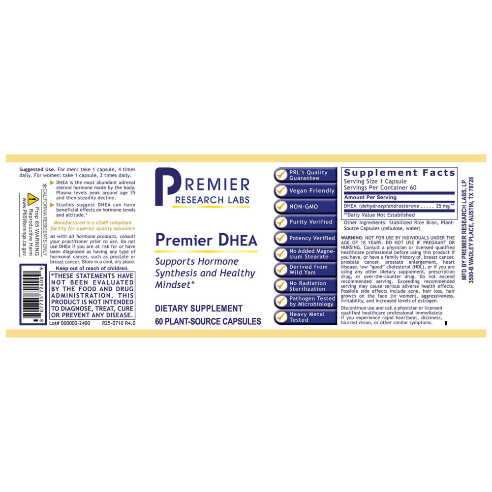 Premier DHEA, 60 Capsules , Brand_Premier Research Labs capsules Form_Capsules Requires Consultation Size_60 Capsules