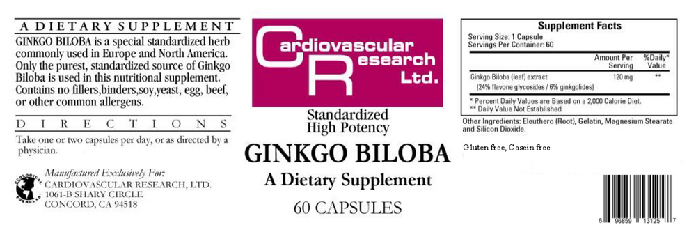 Ginkgo Biloba 120mg, 60 Capsules