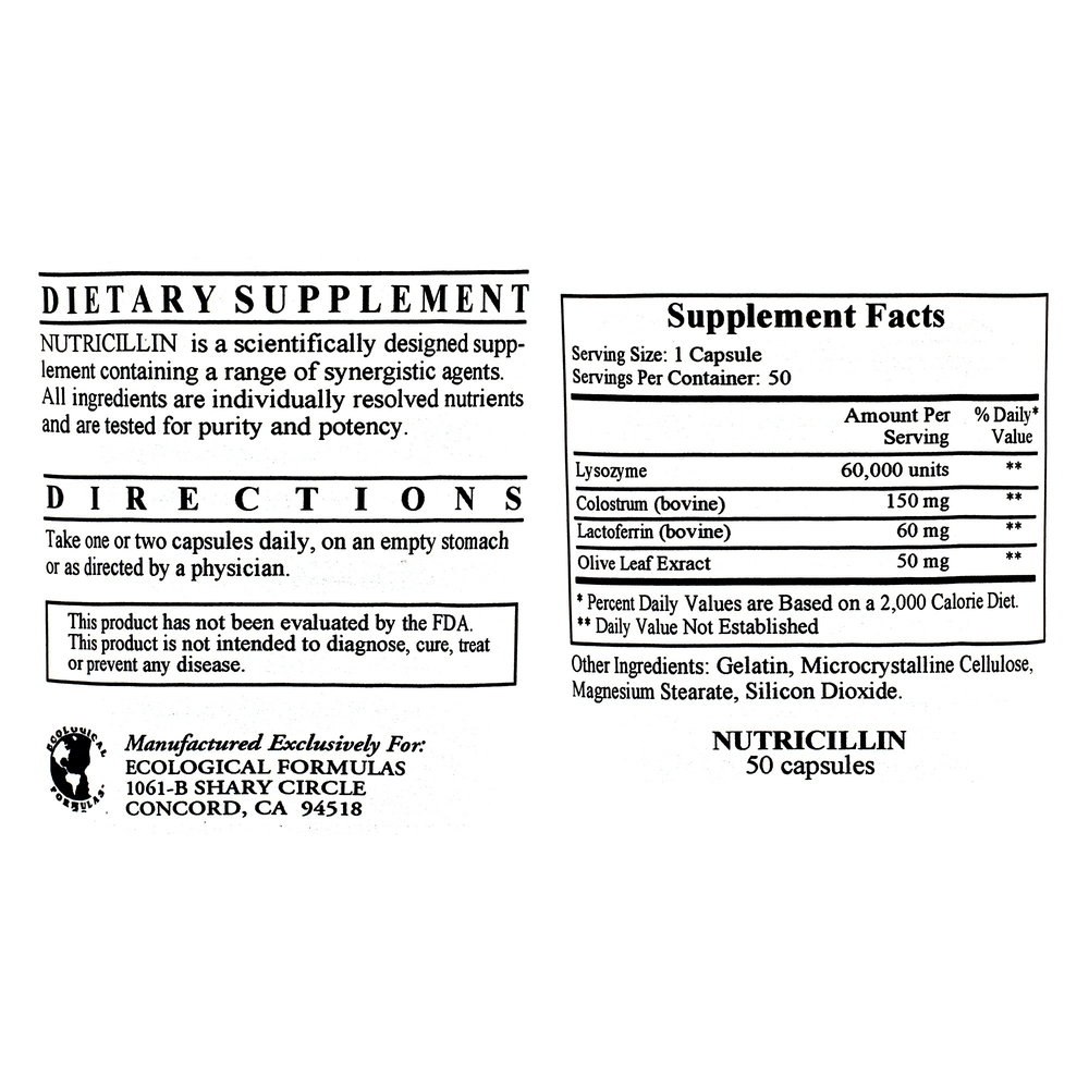 Nutricillin, 50 Capsules