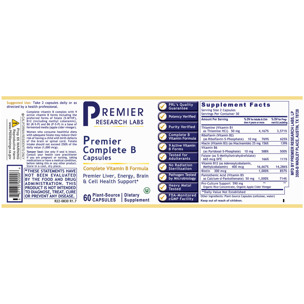 Premier Complete B Capsules, 60 Capsules , Brand_Premier Research Labs capsules Form_Capsules Requires Consultation Size_60 Capsules