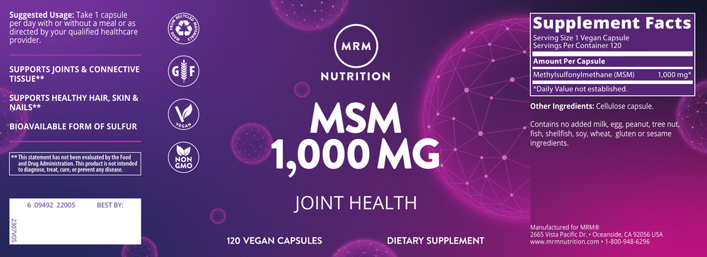 MSM 1000mg, 120 capsules