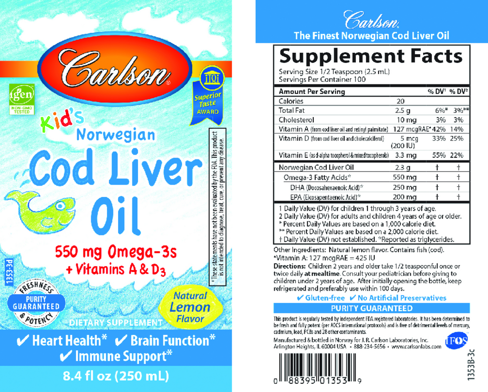 Kids Cod Liver Oil Lemon, 250 mL Liquid