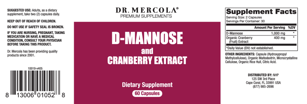 D-Mannose and Cranberry Extract, 60 Capsules