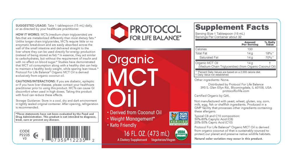 Organic MCT Oil, 473 Milliliters , Brand_Protocol for Life Balance Form_Liquid liquid Requires Consultation Size_473 Milliliters