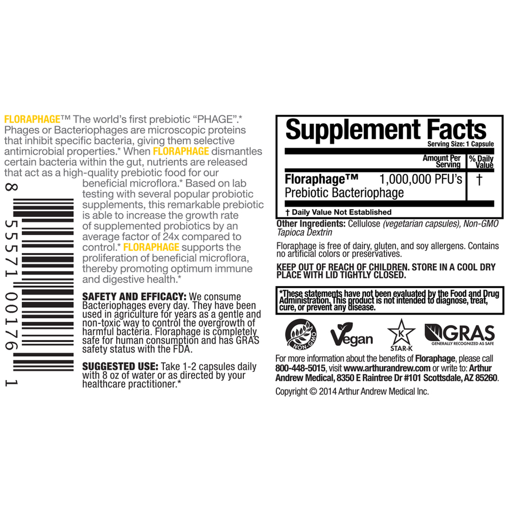 Arthur Andrew Medical Floraphage Probiotic Multiplier - back