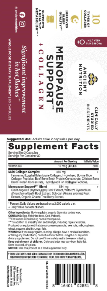 Ancient Nutrition Menopause Support + Collagen - back