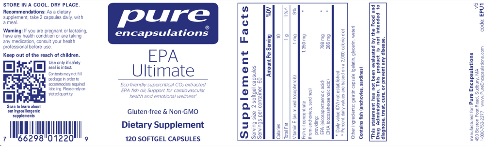EPA Ultimate, 120 Softgels , Brand_Pure Encapsulations Emersons Form_Softgels Requires Consultation Size_120 Softgel Capsules softgels