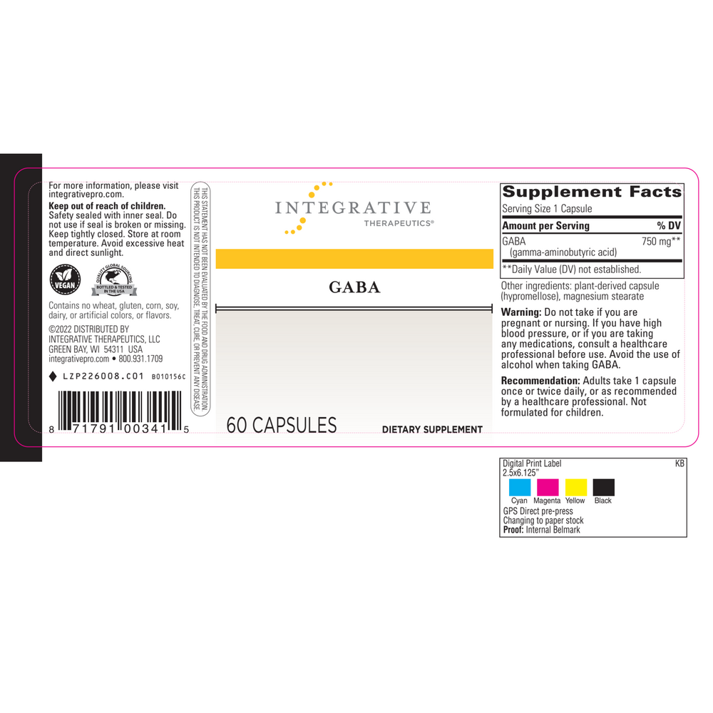 GABA 750mg, 60 Capsules