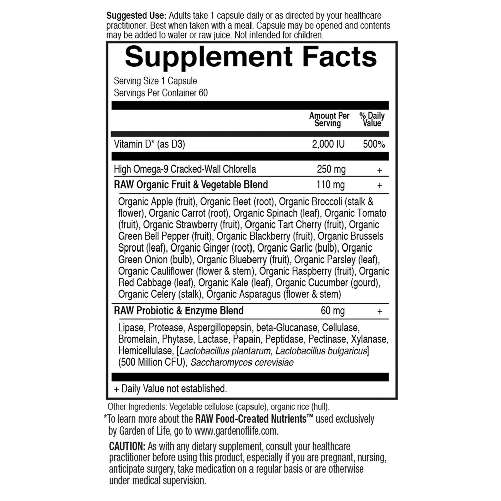 Vitamin Code RAW D3, 2000 IU, 60 Vegetarian Capsules