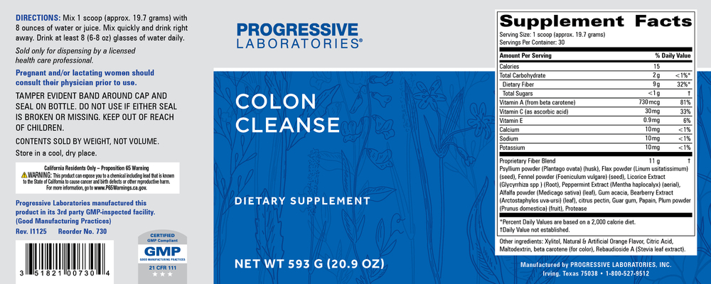 Colon Cleanse, 593 Grams , Brand_Progressive Labs Form_Powder powder Requires Consultation Size_593 Grams