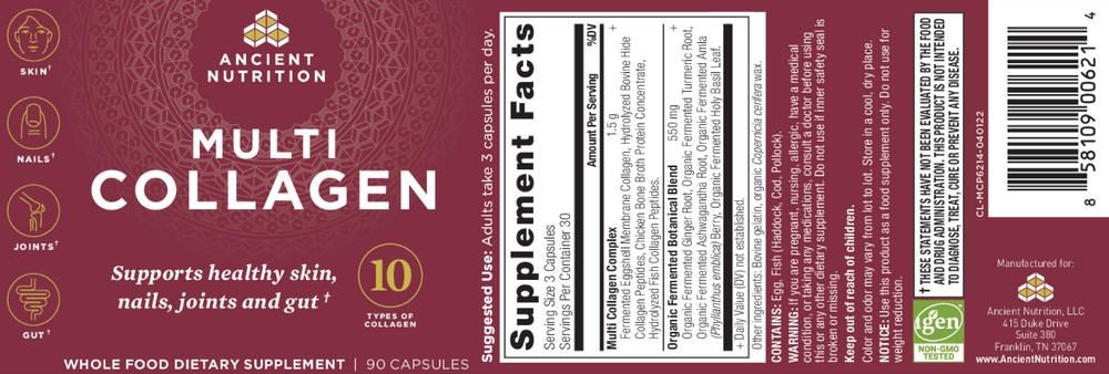 Ancient Nutrition Multi Collagen Capsules - back