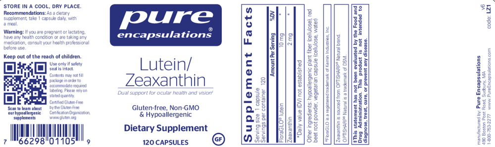 Lutein/Zeaxanthin, 120 Capsules , Brand_Pure Encapsulations caps Emersons Form_Capsules Requires Consultation Size_120 Capsules