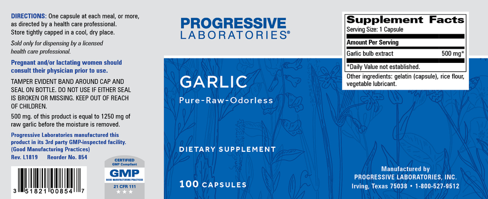 Garlic 500mg, 100 Capsules , Brand_Progressive Labs capsules Form_Capsules Requires Consultation Size_100 Capsules