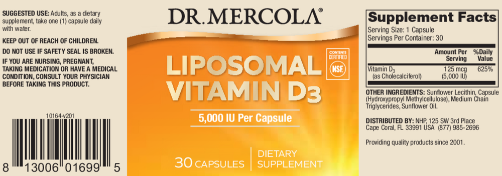 Liposomal Vitamin D3, 5000 IU per Capsule, 30 Capsules