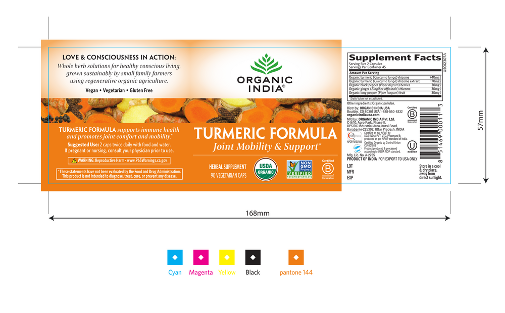 Turmeric Formula, 90 capsules , Ayurveda Brand_Organic India Form_Capsules