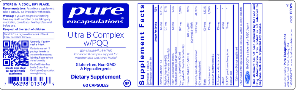 Ultra B-Complex w/PQQ , Pure