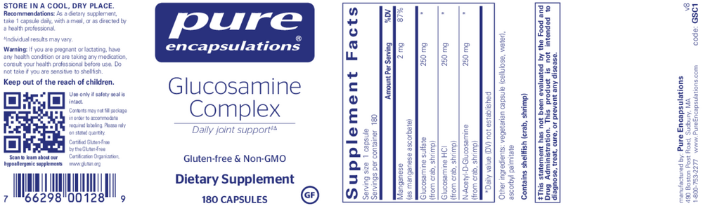 Glucosamine Complex, 180 Capsules , Brand_Pure Encapsulations caps Emersons