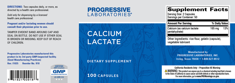 Calcium Lactate 115mg, 100 Capsules , Brand_Progressive Labs capsules Form_Capsules Requires Consultation Size_100 Capsules