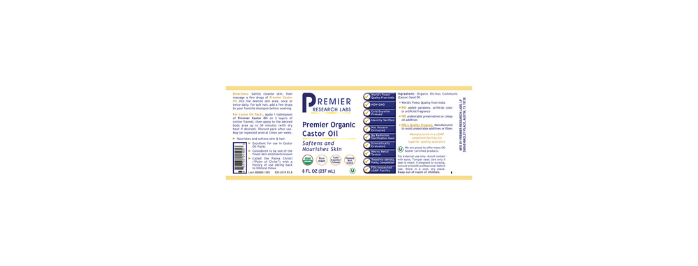 Premier Organic Castor Oil, 8 Ounces , Brand_Premier Research Labs Form_Liquid liquid Requires Consultation Size_8 Ounces