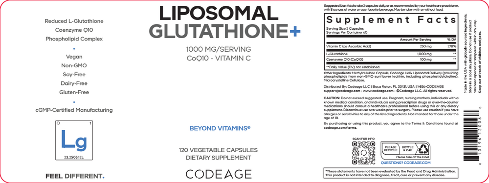 Liposomal Glutathione+ 1000 mg, 120 Capsules