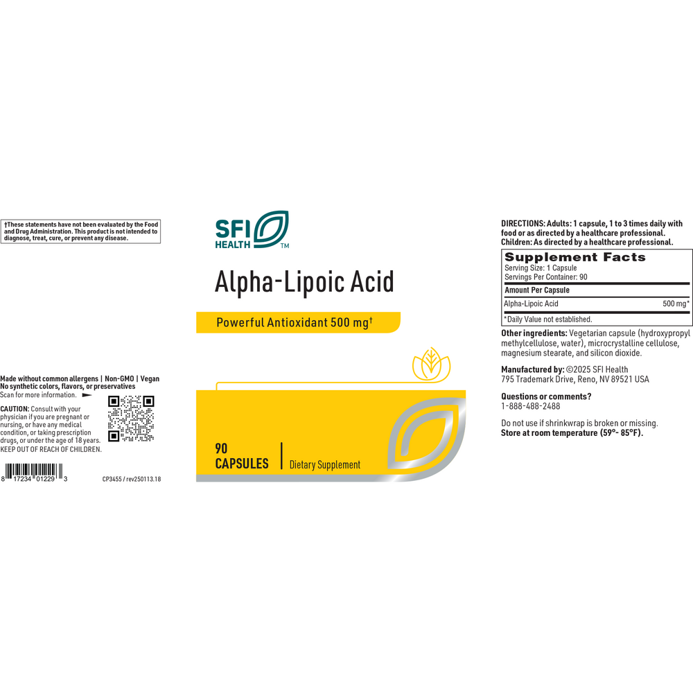 Alpha Lipoic Acid 500mg, 90 Capsules