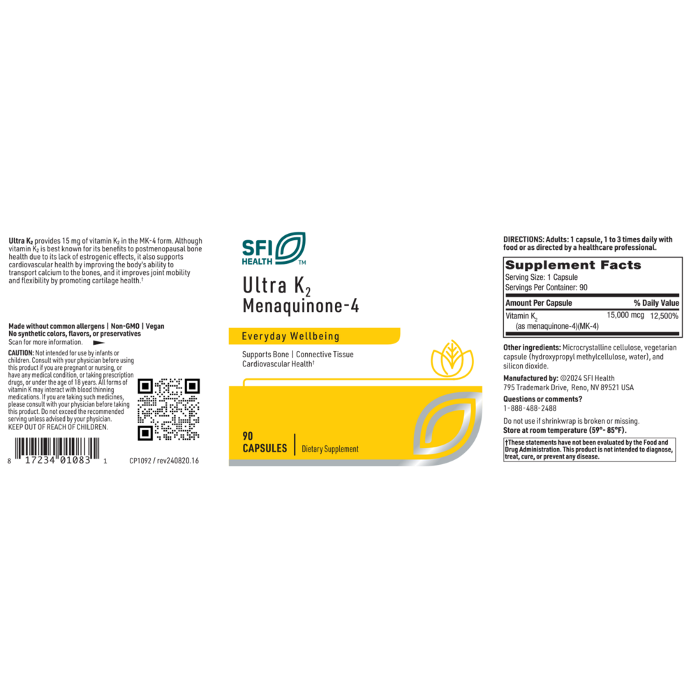 Ultra K2 Menaquinone - 4, 90 Capsules