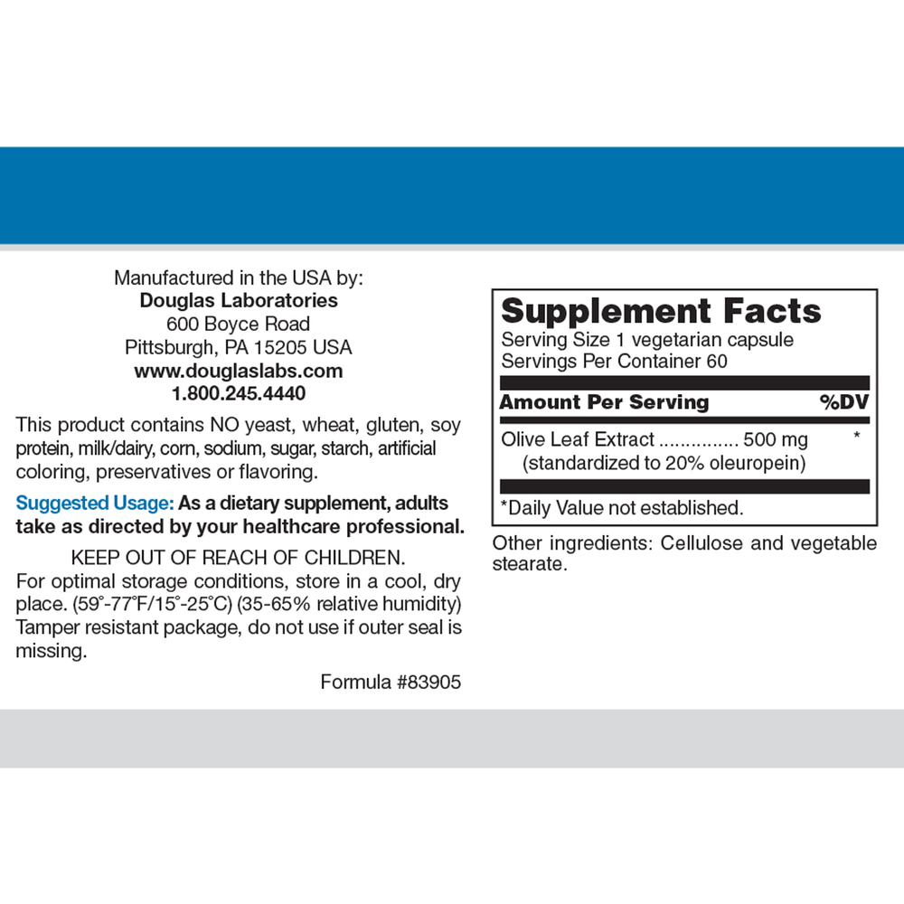 Olive Leaf Extract 500mg, 60 Capsules