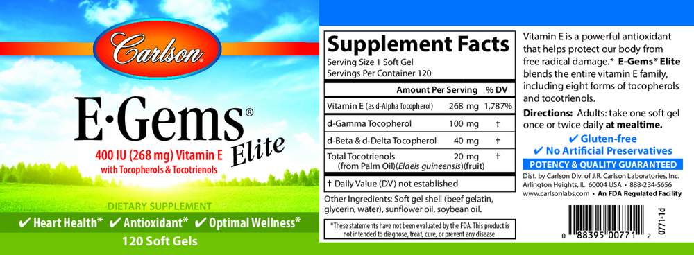 E-Gems Elite Natural Vitamin E, 400 IU, 120 Softgels