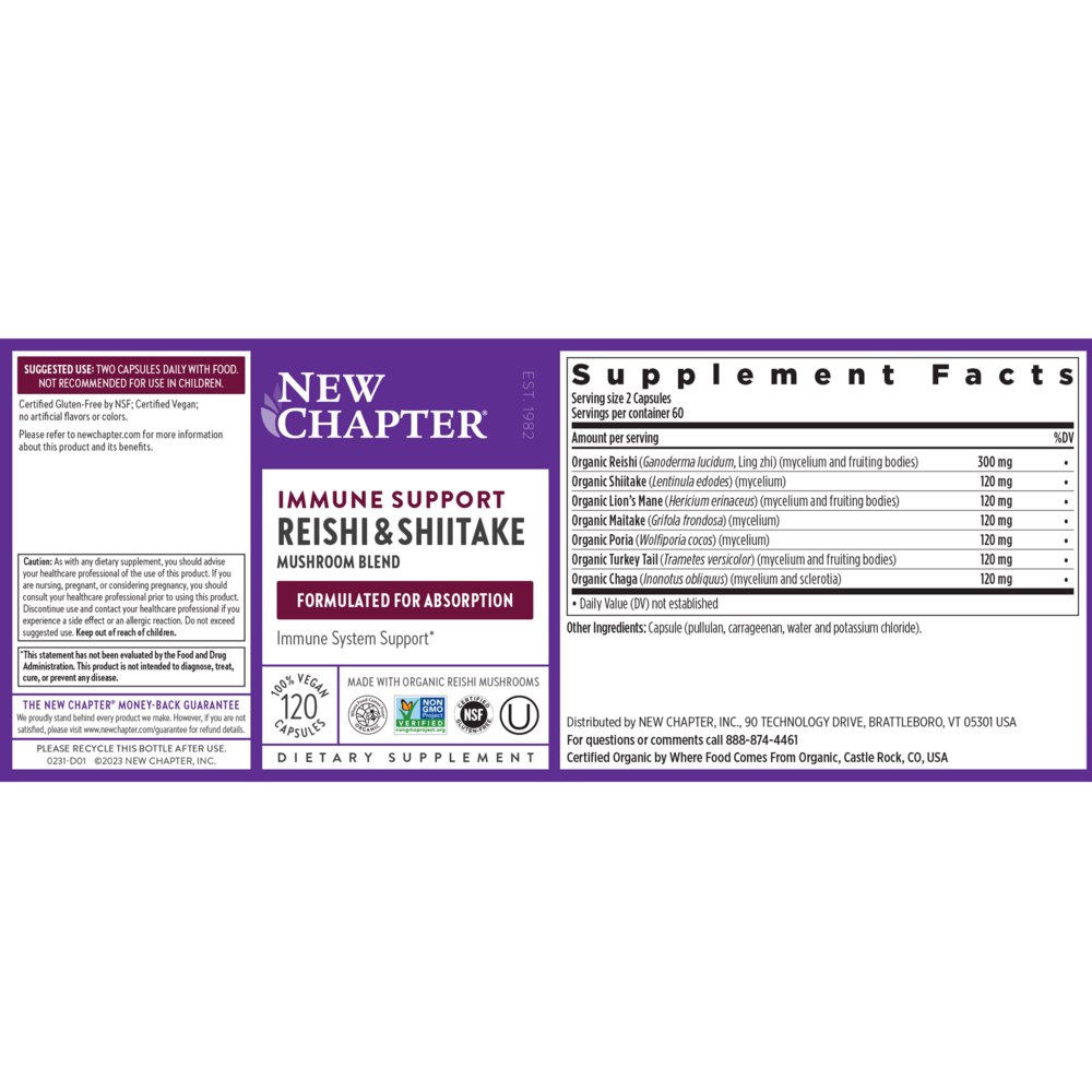 Immune Support Reishi & Shiitake, 120 capsules