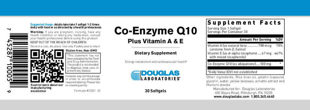 Co-Enzyme Q10 100mg, 30 Softgels