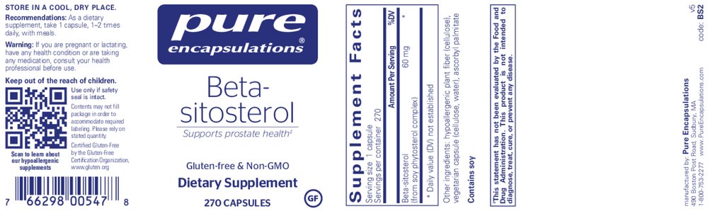 Beta-Sitosterol, 270 Capsules , Brand_Pure Encapsulations caps Emersons Form_Capsules Requires Consultation Size_270 Capsules