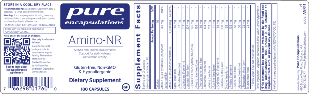 Amino-NR, 180 Capsules , Brand_Pure Encapsulations caps Emersons Form_Capsules Requires Consultation Size_180 Capsules