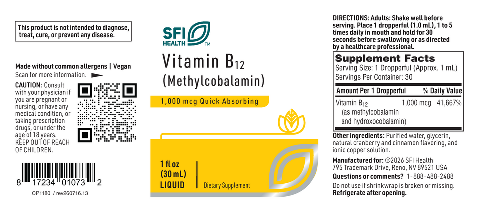 B12 Liquid (1mg) (methylcobalamin), 30 mL