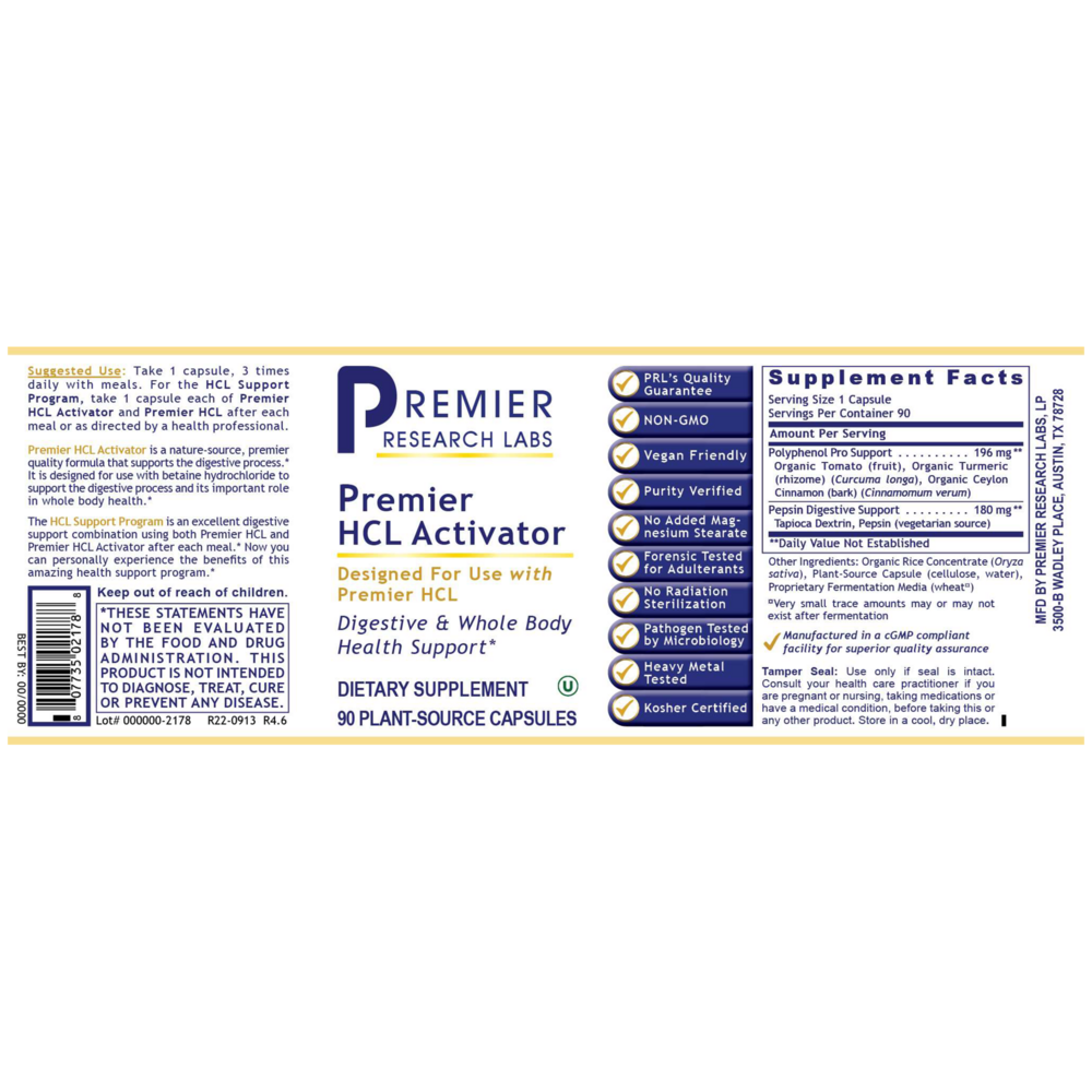 Premier HCL Activator, 90 Capsules , Brand_Premier Research Labs capsules Form_Capsules Requires Consultation Size_90 Capsules