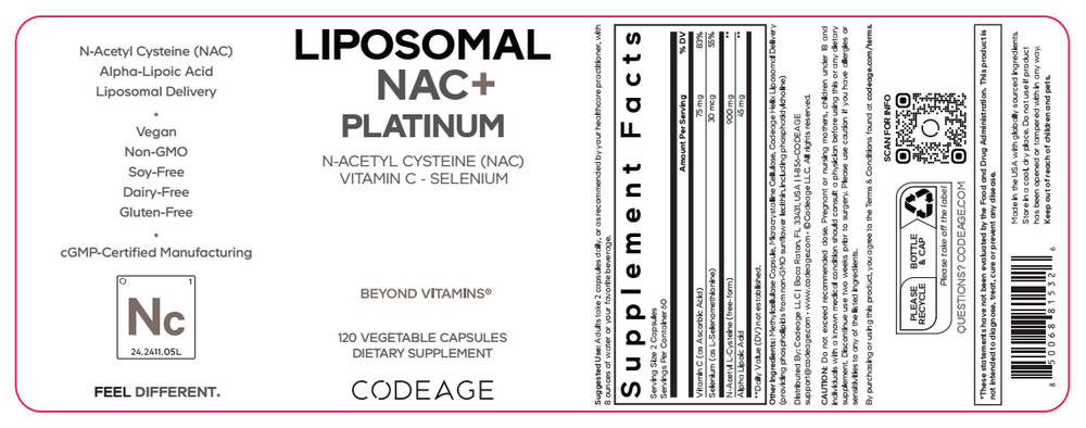 Liposomal NAC+ Platinum, 120 Capsules