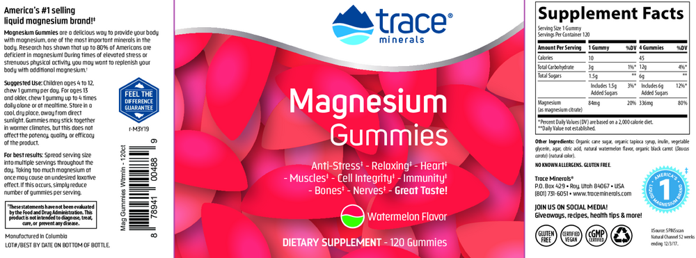 Magnesium Gummies - Watermelon, 120 Gummies