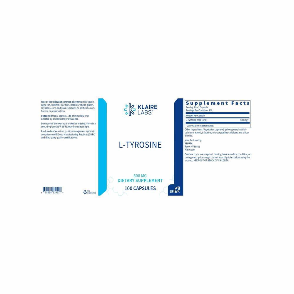 L-Tyrosine, 100 Capsules
