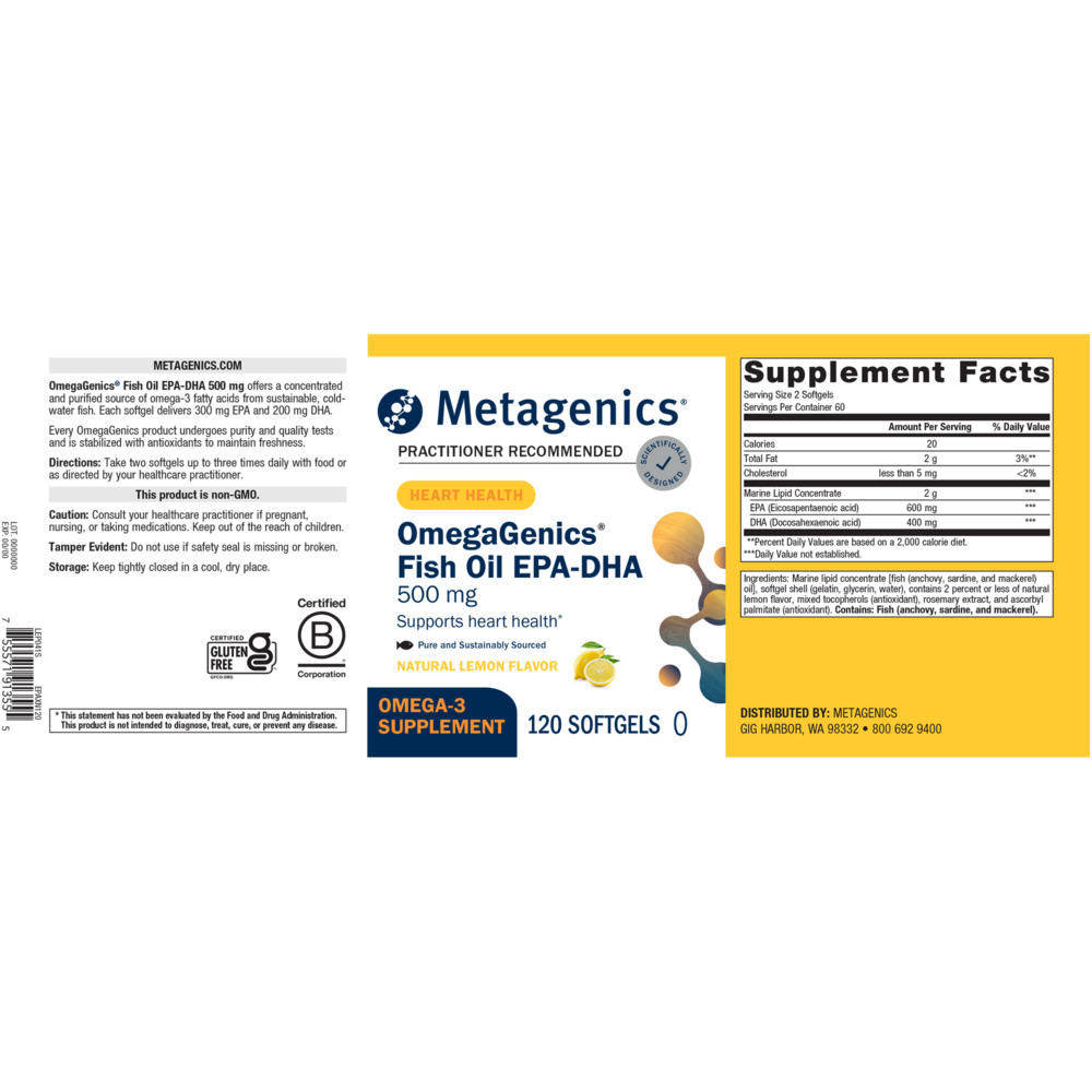 OmegaGenics® EPA-DHA 500, Lemon Flavor, 120 Softgels , Emersons Emersons-Alt Form_Softgels softgels