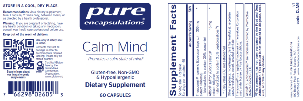 Calm Mind, 60 Capsules , Brand_Pure Encapsulations Form_Capsules Requires Consultation Size_60 Capsules