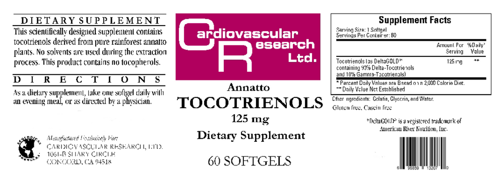 Annatto Tocotrienols 125mg, 60 Softgels