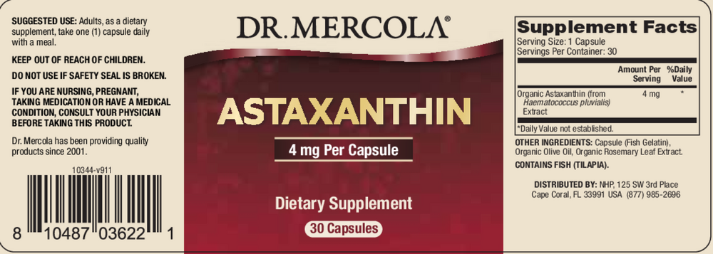 Astaxanthin 4mg, 30 Capsules