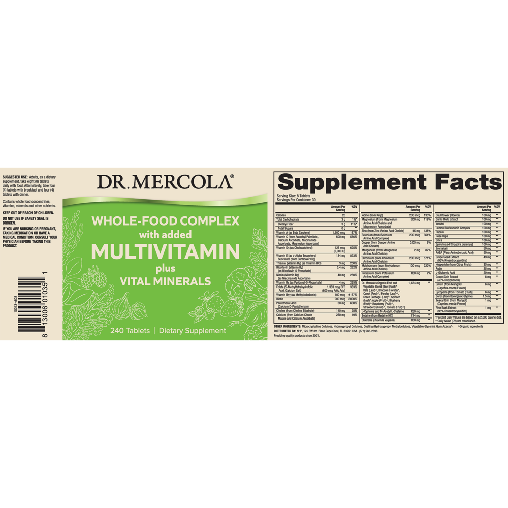 Whole Food Multivitamin PLUS, 240 Tablets