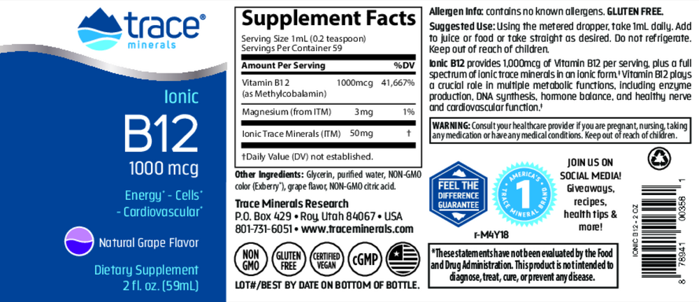 Liquid Ionic B12 - 1,000mcg, 59 mL Liquid