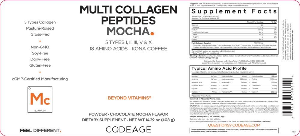 Multi Collagen Peptide Powder Mocha Chocolate Mocha, 408 g Powder