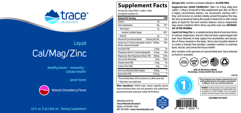 Liquid Cal/Mag/Zinc - Natural Strawberry, 946 mL Liquid